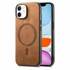 For iPhone 11 Solid Color Retro Magsafe PU Back Cover Phone Case(Brown) - 1