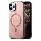 For iPhone 11 Pro Solid Color Retro Magsafe PU Back Cover Phone Case(Pink) - 1