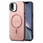 For iPhone XR Solid Color Retro Magsafe PU Back Cover Phone Case(Pink) - 1