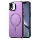 For iPhone XR Solid Color Retro Magsafe PU Back Cover Phone Case(Purple) - 1