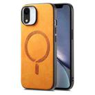 For iPhone XR Solid Color Retro Magsafe PU Back Cover Phone Case(Yellow) - 1