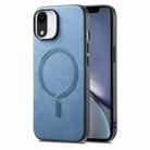 For iPhone XR Solid Color Retro Magsafe PU Back Cover Phone Case(Blue) - 1