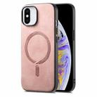 For iPhone XS Max Solid Color Retro Magsafe PU Back Cover Phone Case(Pink) - 1