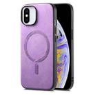 For iPhone XS Max Solid Color Retro Magsafe PU Back Cover Phone Case(Purple) - 1