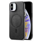 For iPhone XS Max Solid Color Retro Magsafe PU Back Cover Phone Case(Black) - 1