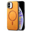 For iPhone XS Max Solid Color Retro Magsafe PU Back Cover Phone Case(Yellow) - 1