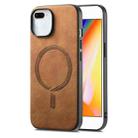 For iPhone 7 Plus / 8 Plus Solid Color Retro Magsafe PU Back Cover Phone Case(Brown) - 1