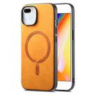 For iPhone 7 Plus / 8 Plus Solid Color Retro Magsafe PU Back Cover Phone Case(Yellow) - 1