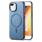 For iPhone 7 Plus / 8 Plus Solid Color Retro Magsafe PU Back Cover Phone Case(Blue) - 1