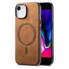 For iPhone 7 / 8 / SE 2022 Solid Color Retro Magsafe PU Back Cover Phone Case(Brown) - 1