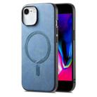 For iPhone 7 / 8 / SE 2022 Solid Color Retro Magsafe PU Back Cover Phone Case(Blue) - 1