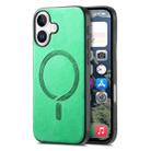 For iPhone 16 Plus Solid Color Retro Magsafe PU Back Cover Phone Case(Green) - 1