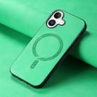 For iPhone 16 Plus Solid Color Retro Magsafe PU Back Cover Phone Case(Green) - 2