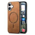 For iPhone 16 Plus Solid Color Retro Magsafe PU Back Cover Phone Case(Brown) - 1