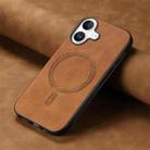 For iPhone 16 Plus Solid Color Retro Magsafe PU Back Cover Phone Case(Brown) - 2