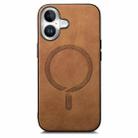 For iPhone 16 Plus Solid Color Retro Magsafe PU Back Cover Phone Case(Brown) - 3