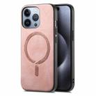 For iPhone 16 Pro Solid Color Retro Magsafe PU Back Cover Phone Case(Pink) - 1