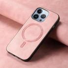 For iPhone 16 Pro Solid Color Retro Magsafe PU Back Cover Phone Case(Pink) - 2