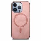 For iPhone 16 Pro Solid Color Retro Magsafe PU Back Cover Phone Case(Pink) - 3