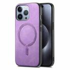 For iPhone 16 Pro Solid Color Retro Magsafe PU Back Cover Phone Case(Purple) - 1