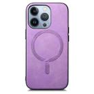 For iPhone 16 Pro Solid Color Retro Magsafe PU Back Cover Phone Case(Purple) - 3