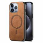 For iPhone 16 Pro Solid Color Retro Magsafe PU Back Cover Phone Case(Brown) - 1