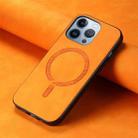 For iPhone 16 Pro Solid Color Retro Magsafe PU Back Cover Phone Case(Yellow) - 2