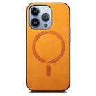 For iPhone 16 Pro Solid Color Retro Magsafe PU Back Cover Phone Case(Yellow) - 3