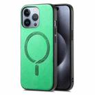 For iPhone 16 Pro Max Solid Color Retro Magsafe PU Back Cover Phone Case(Green) - 1