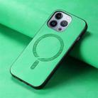 For iPhone 16 Pro Max Solid Color Retro Magsafe PU Back Cover Phone Case(Green) - 2