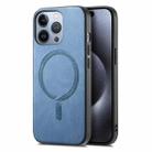 For iPhone 16 Pro Max Solid Color Retro Magsafe PU Back Cover Phone Case(Blue) - 1