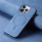 For iPhone 16 Pro Max Solid Color Retro Magsafe PU Back Cover Phone Case(Blue) - 2