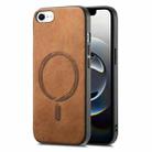 For iPhone 16e Solid Color Retro Magsafe PU Back Cover Phone Case(Brown) - 1