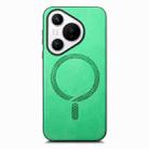 For Huawei  Pura 70 Solid Color Retro Magsafe PU Back Cover Phone Case(Green) - 1