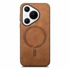 For Huawei  Pura 70 Solid Color Retro Magsafe PU Back Cover Phone Case(Brown) - 1