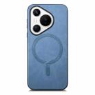 For Huawei  Pura 70 Solid Color Retro Magsafe PU Back Cover Phone Case(Blue) - 1