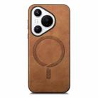 For Huawei Pura 70 Pro+ Solid Color Retro Magsafe PU Back Cover Phone Case(Brown) - 1