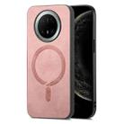 For Huawei Mate 70 Pro Solid Color Retro Magsafe PU Back Cover Phone Case(Pink) - 2