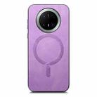 For Huawei Mate 70 Pro Solid Color Retro Magsafe PU Back Cover Phone Case(Purple) - 1