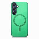 For Samsung Galaxy S24 5G Solid Color Retro Magsafe PU Back Cover Phone Case(Green) - 1