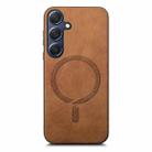 For Samsung Galaxy S24 5G Solid Color Retro Magsafe PU Back Cover Phone Case(Brown) - 1