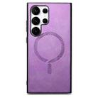 For Samsung Galaxy S24 Ultra 5G Solid Color Retro Magsafe PU Back Cover Phone Case(Purple) - 1