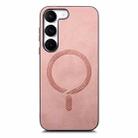 For Samsung Galaxy S23 5G Solid Color Retro Magsafe PU Back Cover Phone Case(Pink) - 1