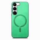 For Samsung Galaxy S23 5G Solid Color Retro Magsafe PU Back Cover Phone Case(Green) - 1