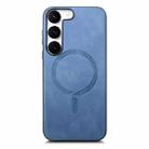 For Samsung Galaxy S23 5G Solid Color Retro Magsafe PU Back Cover Phone Case(Blue) - 1