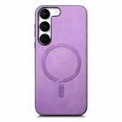 For Samsung Galaxy S23+ 5G Solid Color Retro Magsafe PU Back Cover Phone Case(Purple) - 1