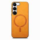 For Samsung Galaxy S23+ 5G Solid Color Retro Magsafe PU Back Cover Phone Case(Yellow) - 1