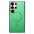 For Samsung Galaxy S23 Ultra 5G Solid Color Retro Magsafe PU Back Cover Phone Case(Green) - 1