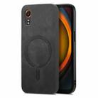 For Samsung Galaxy XCover 7 Solid Color Retro Magsafe PU Back Cover Phone Case(Black) - 1