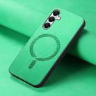 For Samsung Galaxy A05s Solid Color Retro Magsafe PU Back Cover Phone Case(Green) - 2